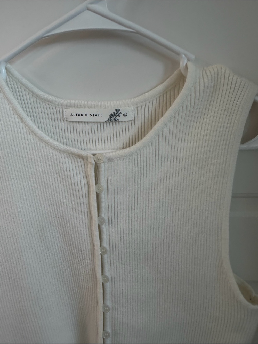 Altard State Cream Ribbed Button-Front Tank Top - Picture 3 of 3